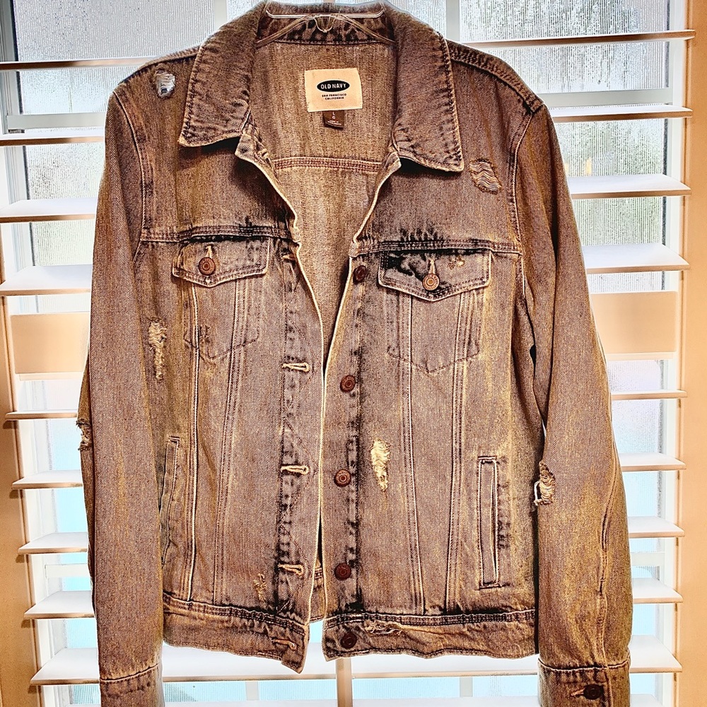 Distressed denim jacket